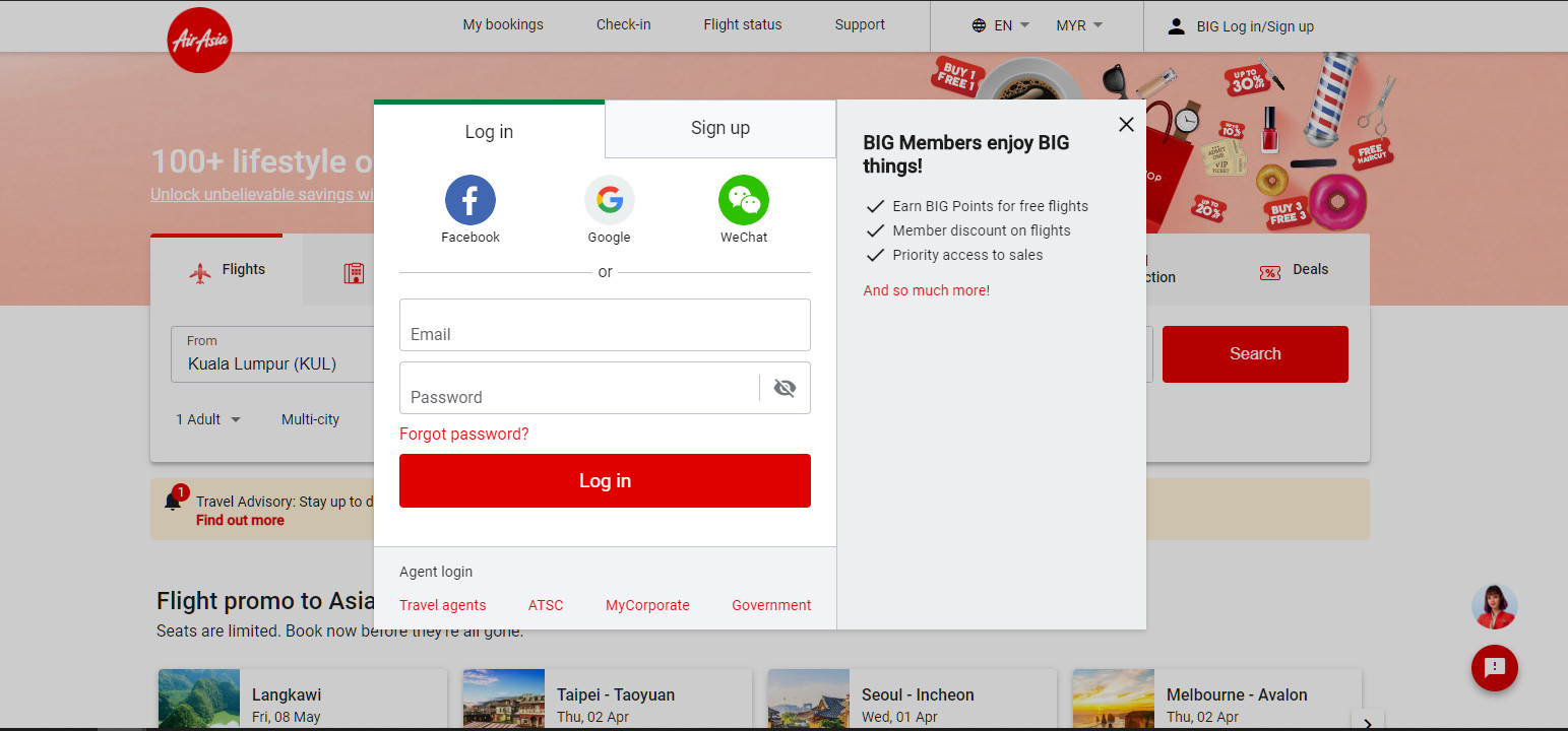 Login booking airasia online check my