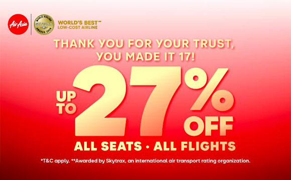 Up to 27% OFF* ALL SEATS • ALL FLIGHTS airasia promotion 2026