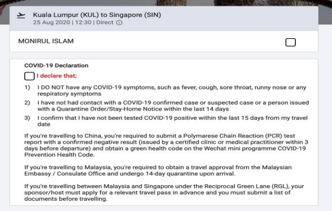 Select the guest to check-in. You do not need to tick/check the COVID-19
                        Declaration box at this stage.
                        